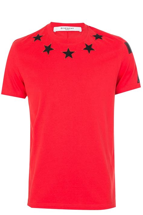 givenchy t shirt stars red|Givenchy graphic t shirt.